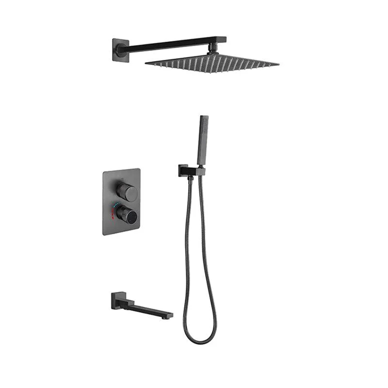 Modern Shower System Dual Shower Head Slide Bar Thermostatic Wall Mounted Shower Set -Bathlova