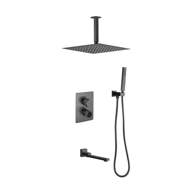 Modern Shower System Dual Shower Head Slide Bar Thermostatic Wall Mounted Shower Set -Bathlova