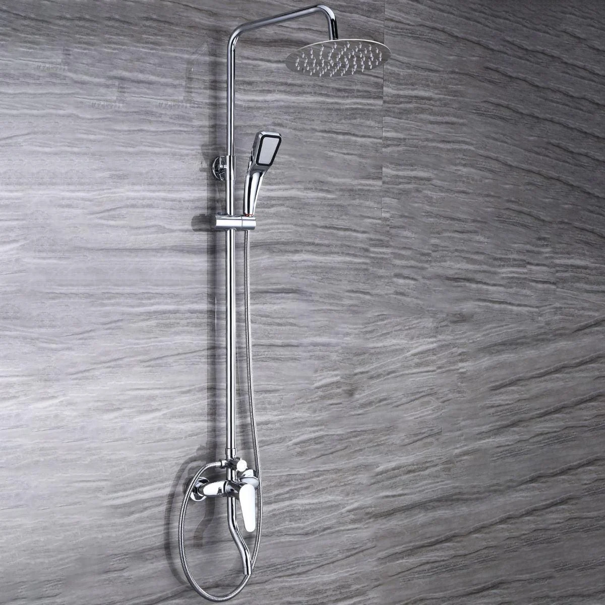 Modern Shower System Massage Jet Round Lever Handle Shower Trim -Bathlova