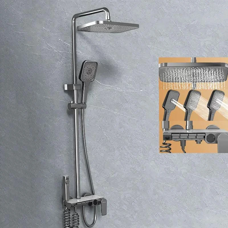 Modern Shower System Push Button Handle Wall Mounted Shower Head Combo -Bathlova