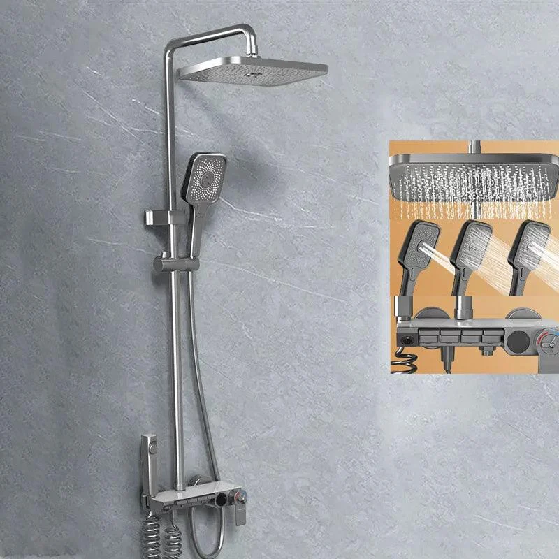 Modern Shower System Push Button Handle Wall Mounted Shower Head Combo -Bathlova