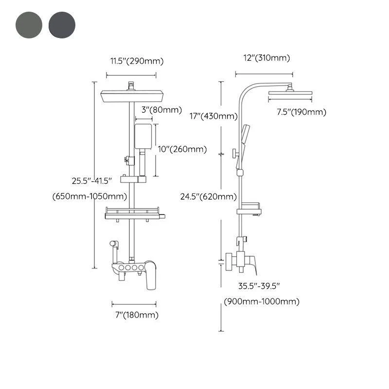 Modern Shower System Push Button Handle Wall Mounted Shower Head Combo -Bathlova