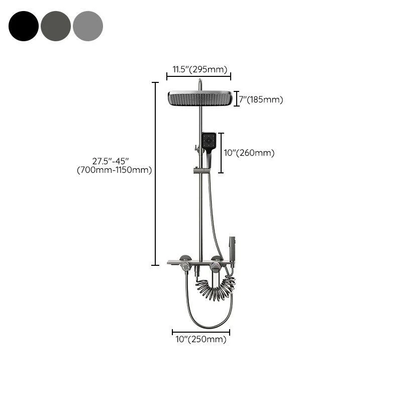 Modern Shower System Rectangle Handle Knob Wall Mounted Copper Shower System -Bathlova