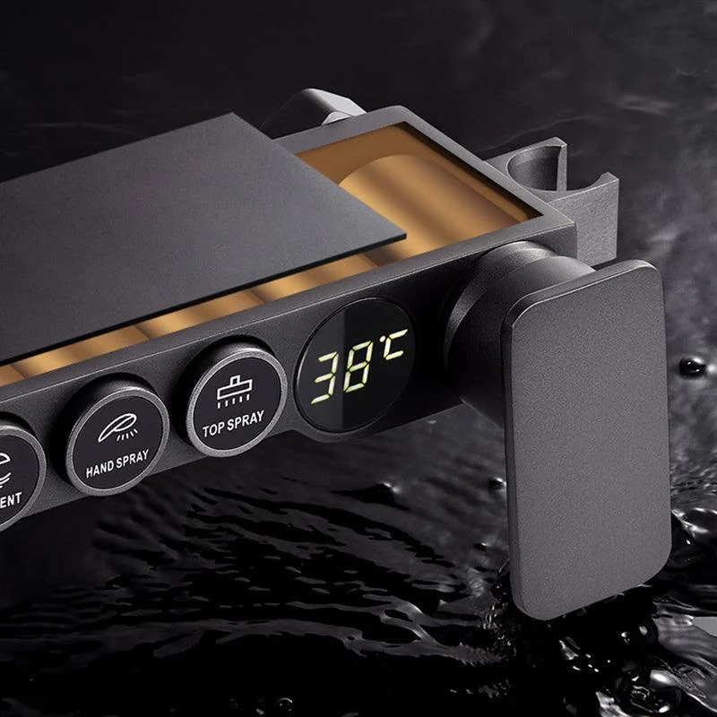 Modern Shower System Rectangle Handle Lever Wall Mounted Copper Shower System -Bathlova