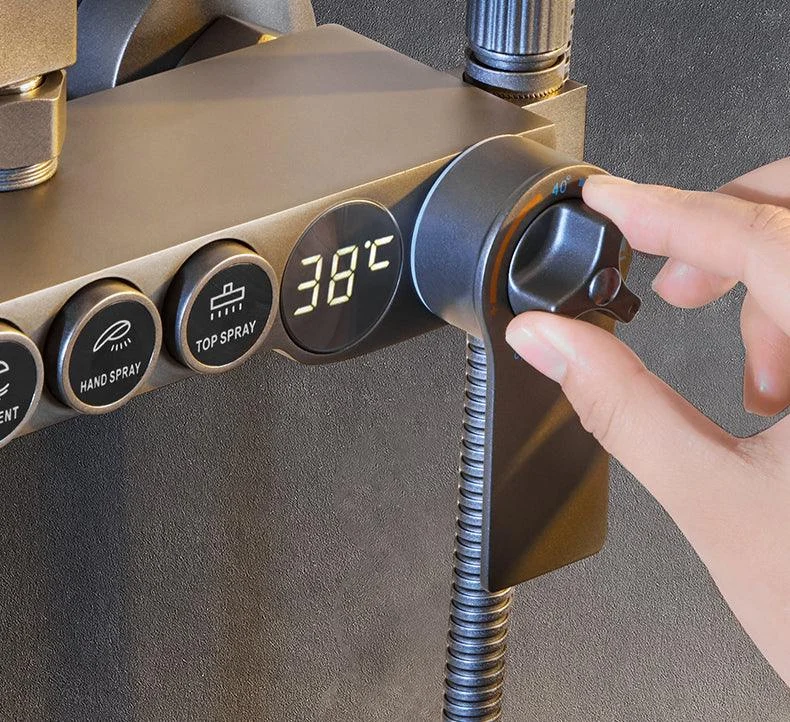 Modern Shower System Rectangle Handle Lever Wall Mounted Copper Shower System -Bathlova