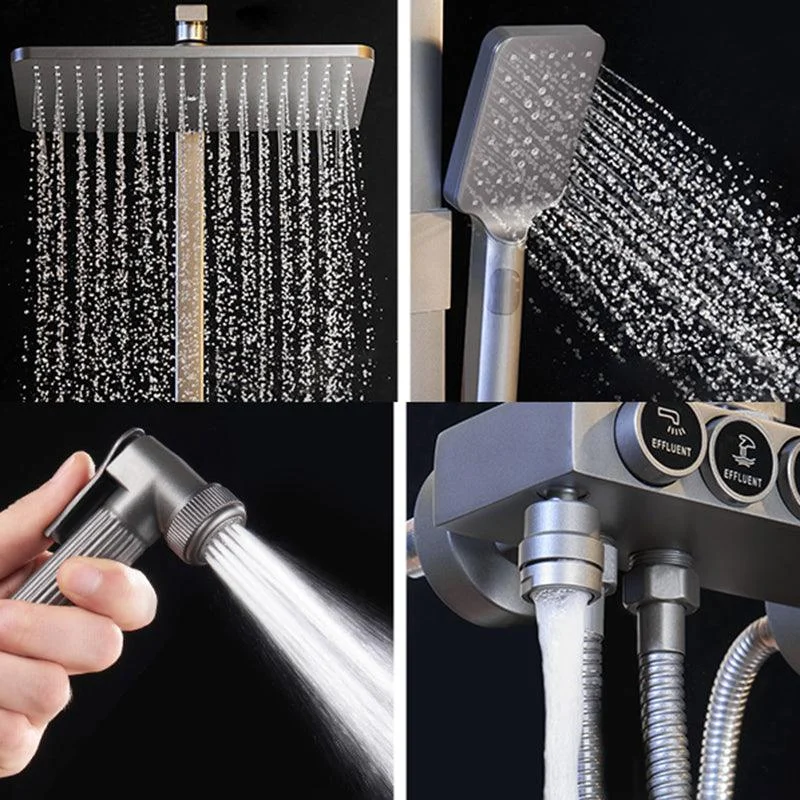 Modern Shower System Rectangle Handle Lever Wall Mounted Copper Shower System -Bathlova