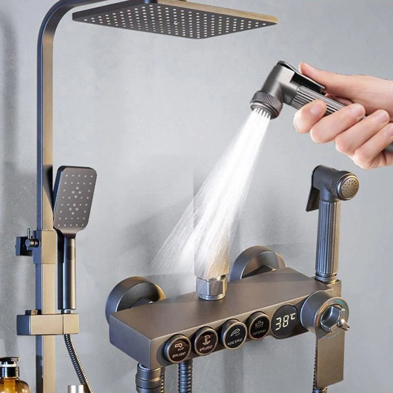 Modern Shower System Rectangle Handle Lever Wall Mounted Copper Shower System -Bathlova