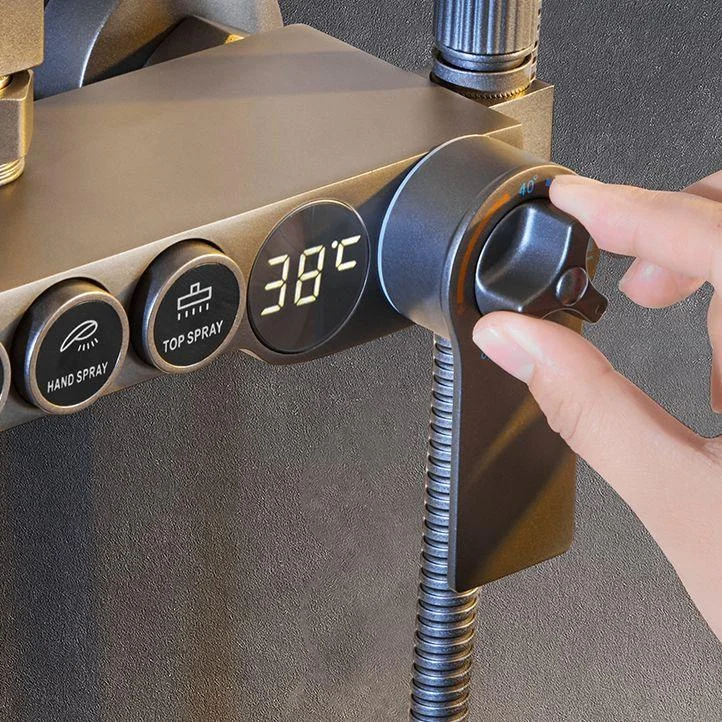 Modern Shower System Rectangle Handle Lever Wall Mounted Copper Shower System -Bathlova