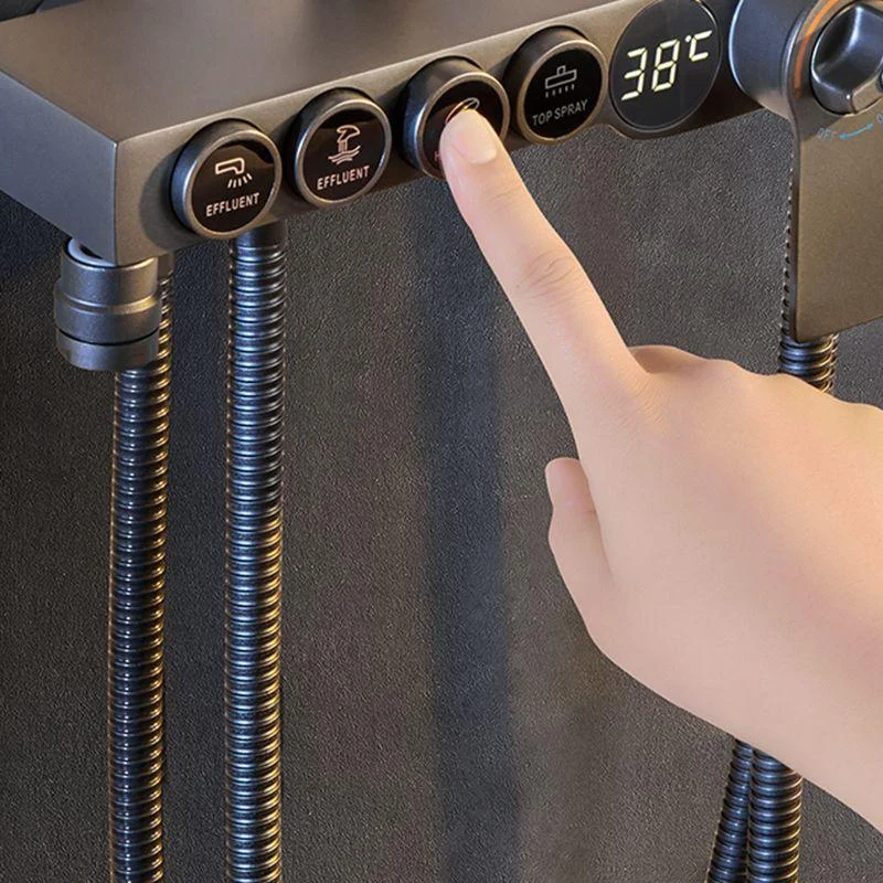 Modern Shower System Rectangle Handle Lever Wall Mounted Copper Shower System -Bathlova