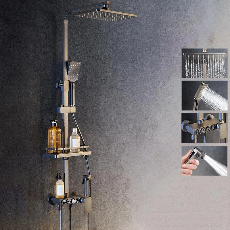 Modern Shower System Rectangle Handle Lever Wall Mounted Copper Shower System -Bathlova