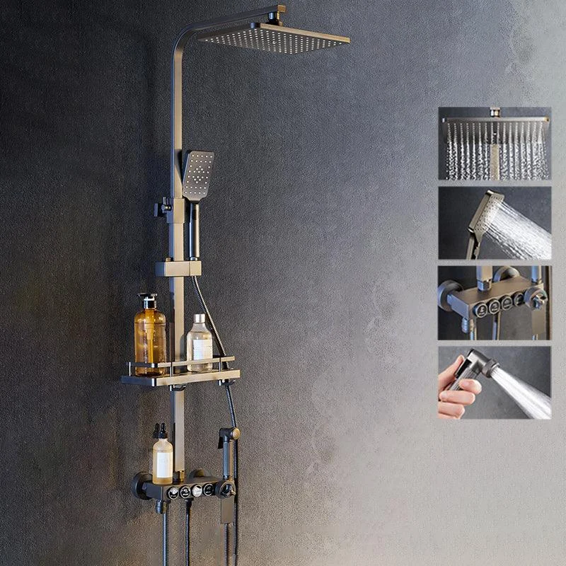 Modern Shower System Rectangle Handle Lever Wall Mounted Copper Shower System -Bathlova