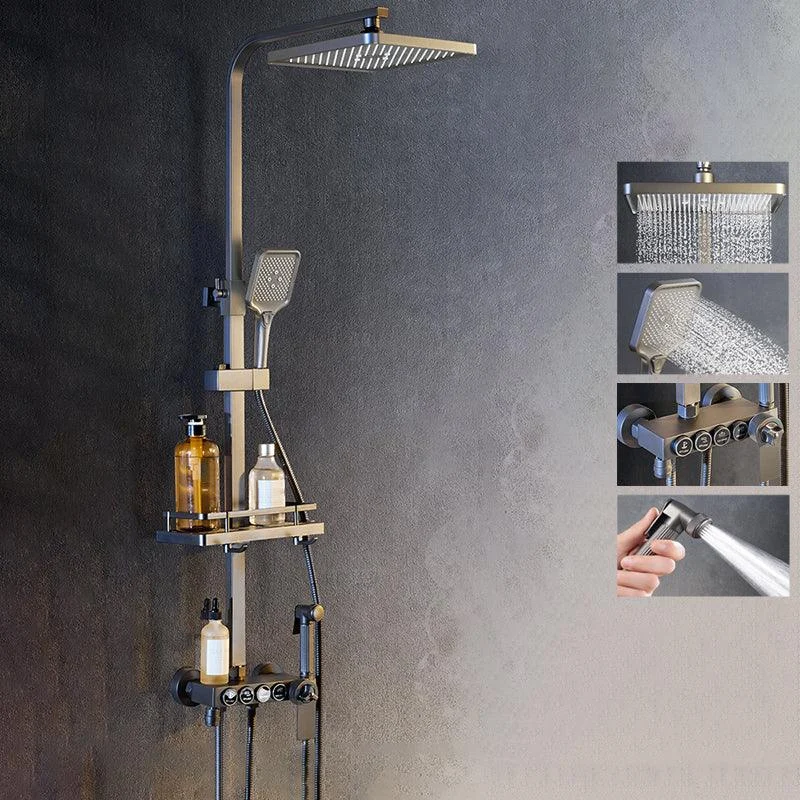 Modern Shower System Rectangle Handle Lever Wall Mounted Copper Shower System -Bathlova