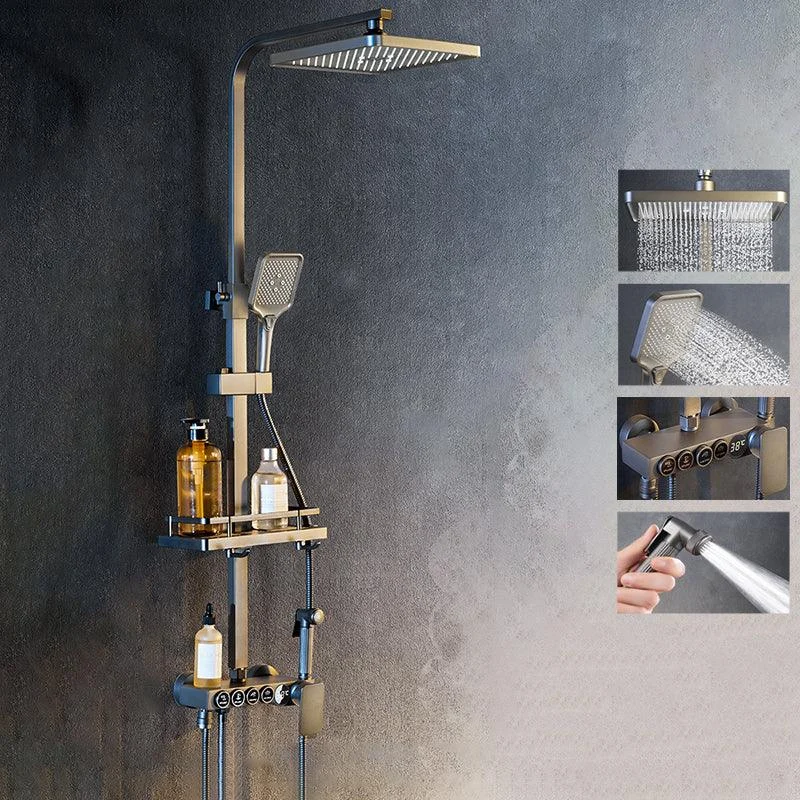 Modern Shower System Rectangle Handle Lever Wall Mounted Copper Shower System -Bathlova