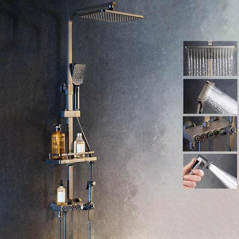 Modern Shower System Rectangle Handle Lever Wall Mounted Copper Shower System -Bathlova