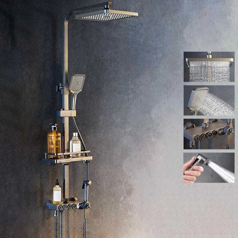 Modern Shower System Rectangle Handle Lever Wall Mounted Copper Shower System -Bathlova