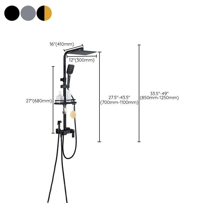 Modern Shower System Rectangle Spot Resist Handle Lever Wall Mounted Shower System -Bathlova