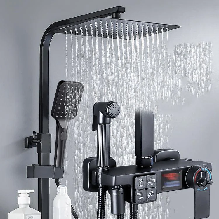 Modern Shower System Rectangle Spot Resist Handle Lever Wall Mounted Shower System -Bathlova