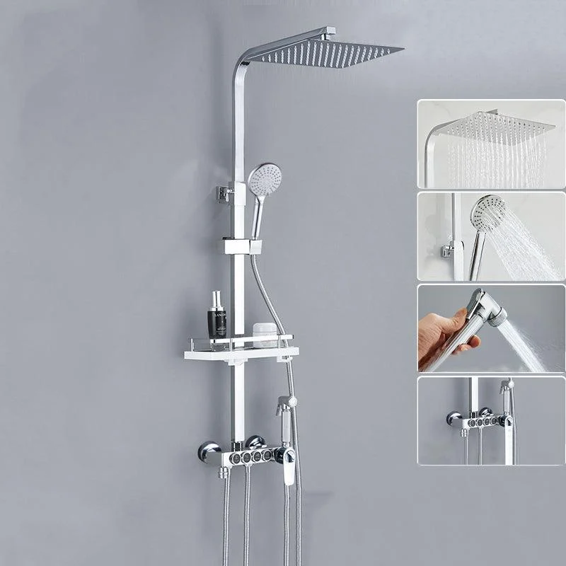 Modern Shower System Rectangle Spot Resist Handle Lever Wall Mounted Shower System -Bathlova