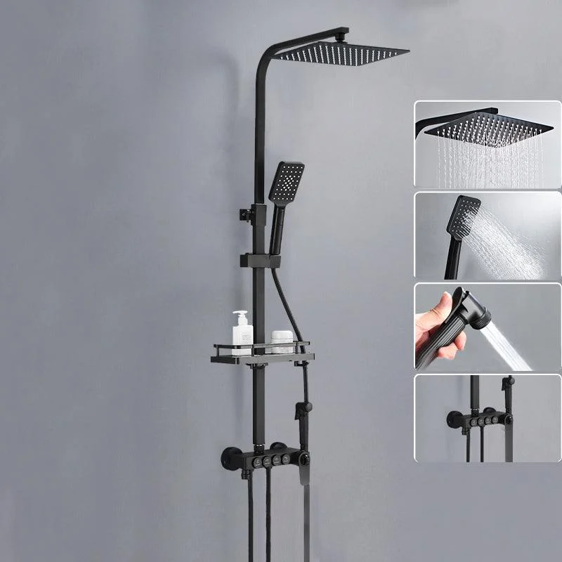 Modern Shower System Rectangle Spot Resist Handle Lever Wall Mounted Shower System -Bathlova