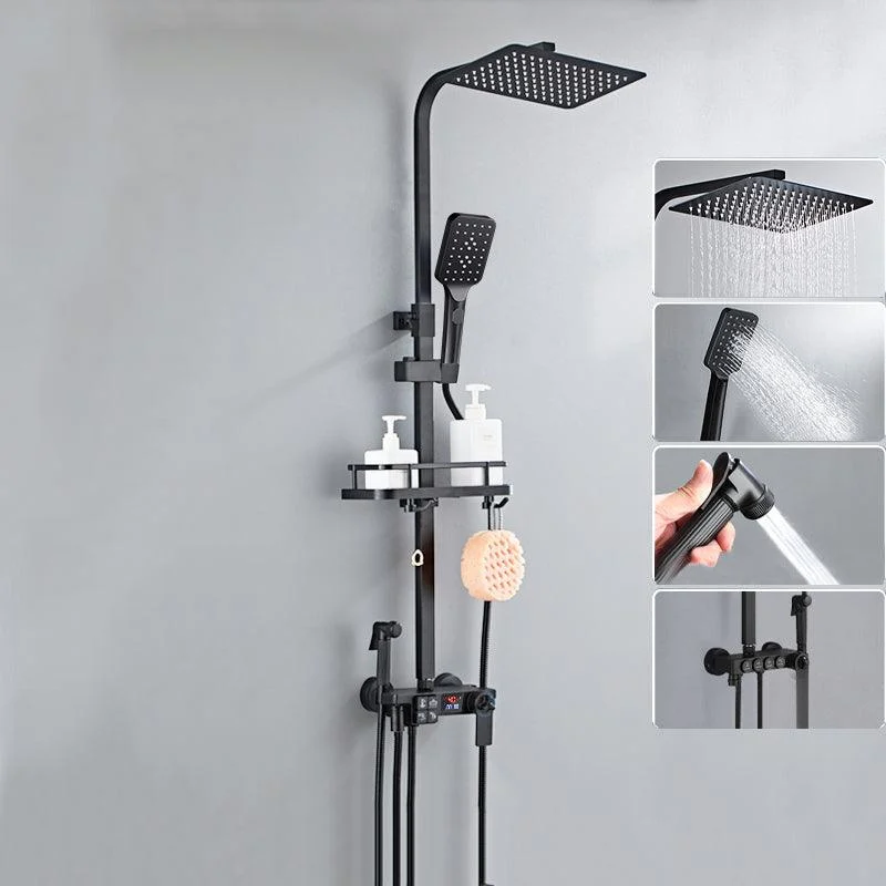 Modern Shower System Rectangle Spot Resist Handle Lever Wall Mounted Shower System -Bathlova