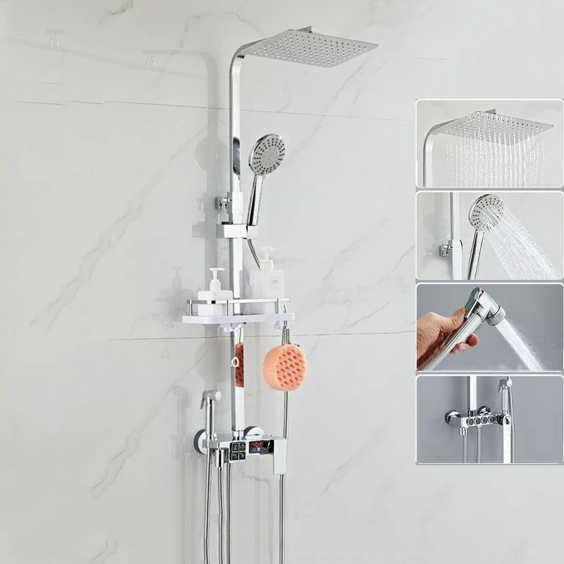 Modern Shower System Rectangle Spot Resist Handle Lever Wall Mounted Shower System -Bathlova