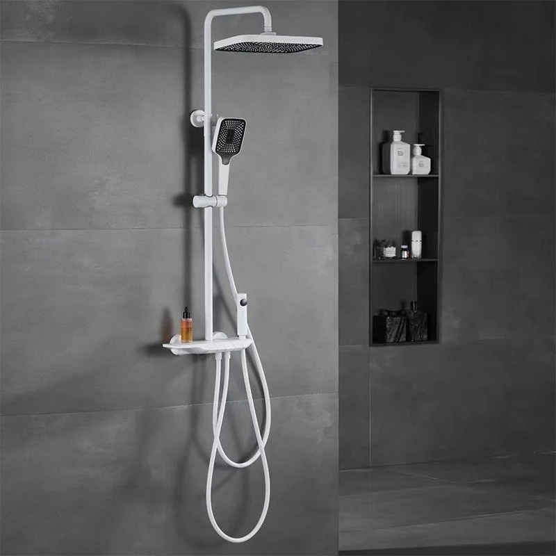 Modern Shower System Square Brass Temperature Control Wall Mounted Shower Combo -Bathlova