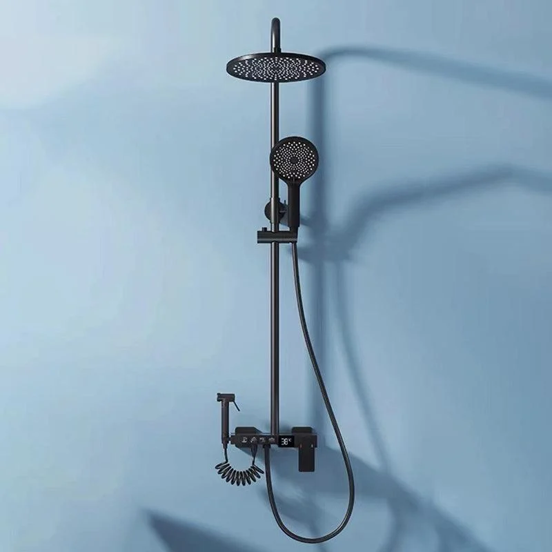 Modern Shower System Wall Mounted Spot Resist Round Shower System with Hand Shower -Bathlova