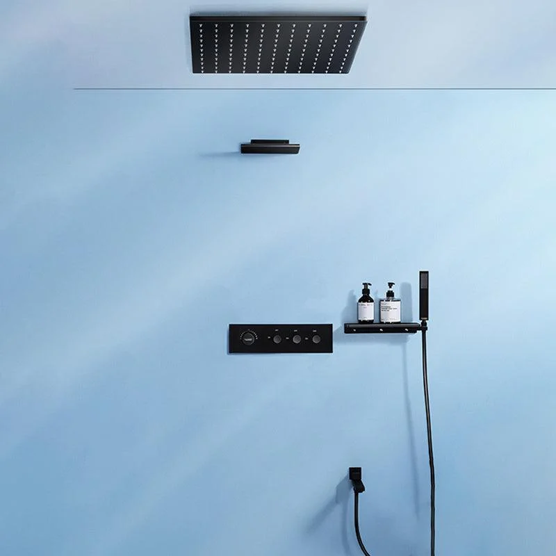 Modern Shower Tap Adjustable Water Flow Rain Shower Head Shower System in Black -Bathlova