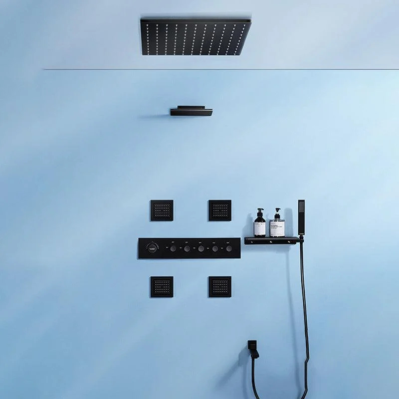 Modern Shower Tap Adjustable Water Flow Rain Shower Head Shower System in Black -Bathlova