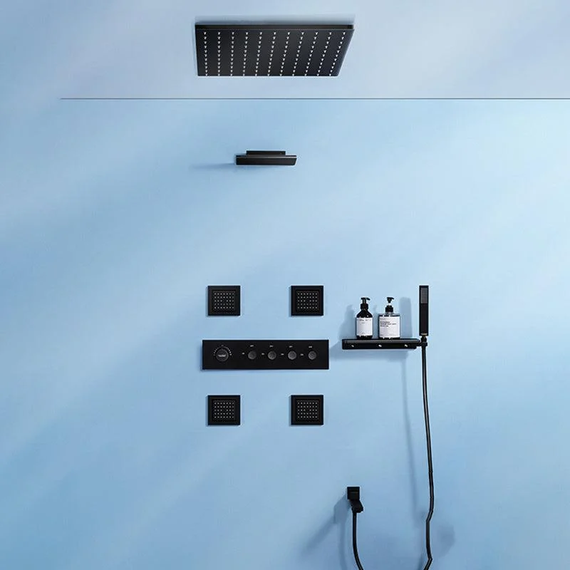 Modern Shower Tap Adjustable Water Flow Rain Shower Head Shower System in Black -Bathlova