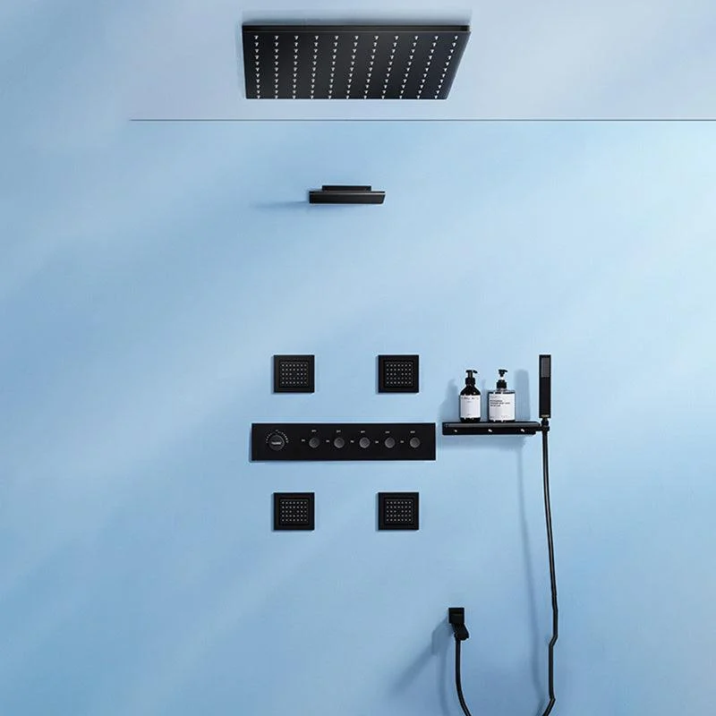 Modern Shower Tap Adjustable Water Flow Rain Shower Head Shower System in Black -Bathlova