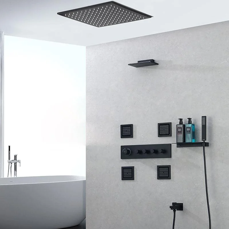 Modern Shower Tap Adjustable Water Flow Rain Shower Head Shower System in Black -Bathlova