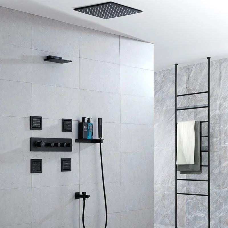 Modern Shower Tap Adjustable Water Flow Rain Shower Head Shower System in Black -Bathlova