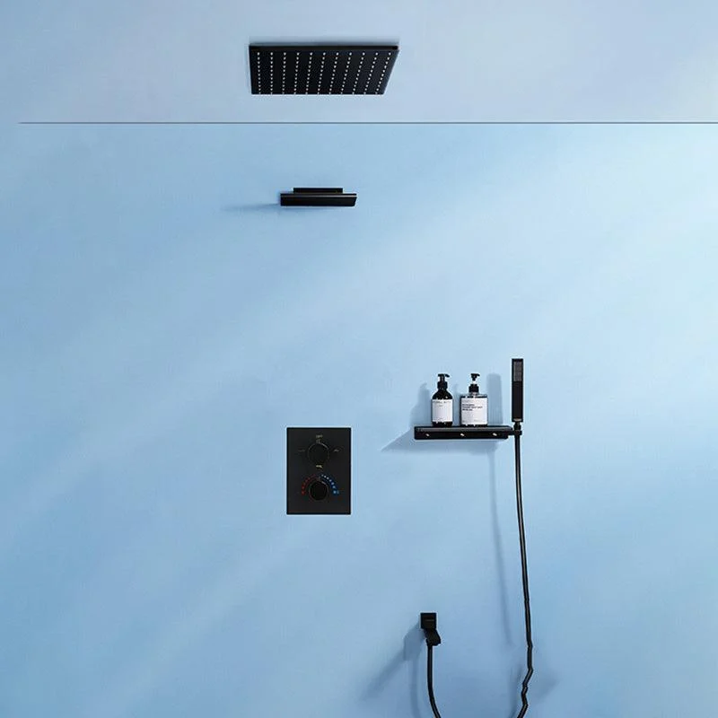 Modern Shower Tap Adjustable Water Flow Rain Shower Head Shower System in Black -Bathlova