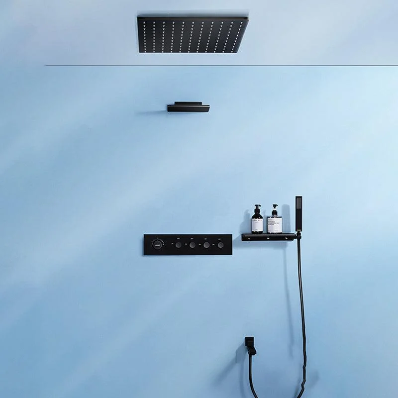 Modern Shower Tap Adjustable Water Flow Rain Shower Head Shower System in Black -Bathlova