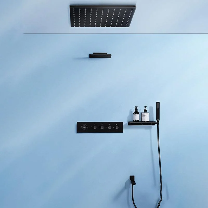 Modern Shower Tap Adjustable Water Flow Rain Shower Head Shower System in Black -Bathlova