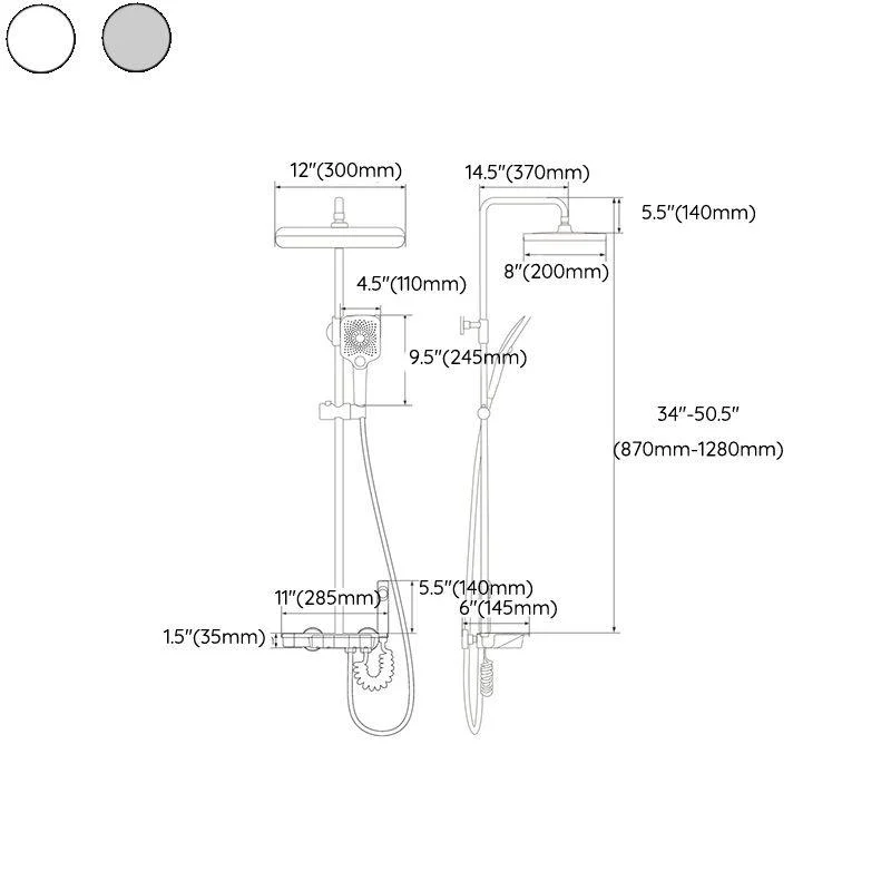 Modern Shower Trim Brass Adjustable Spray Pattern Thermostatic Shower Set -Bathlova