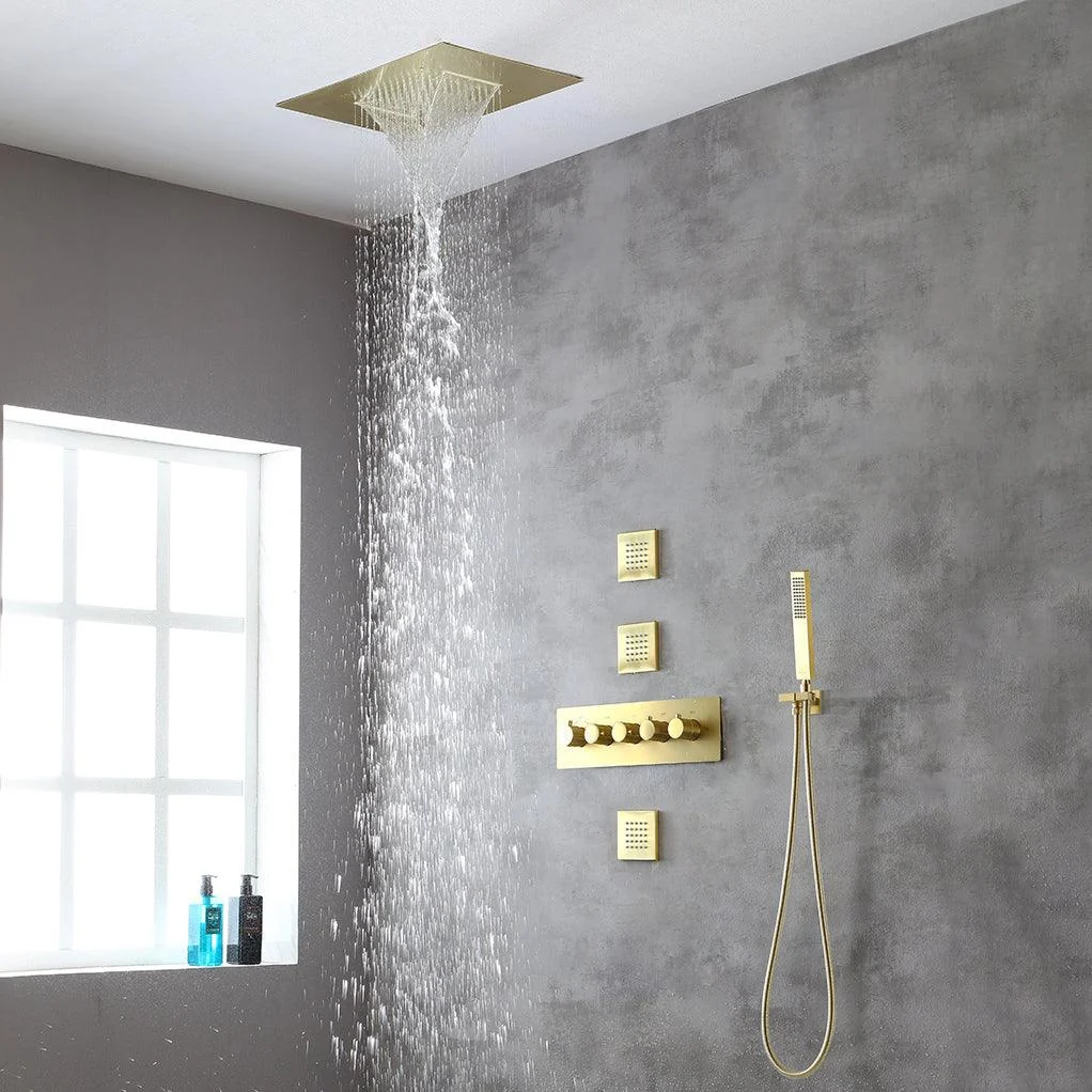 Modern Shower Trim Brass Body Jets Adjustable Shower Head Shower System -Bathlova