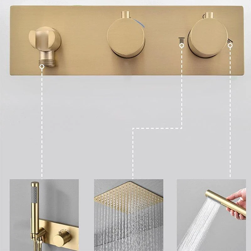 Modern Shower Trim Brass Fixed Shower Head Shower Head Combo -Bathlova