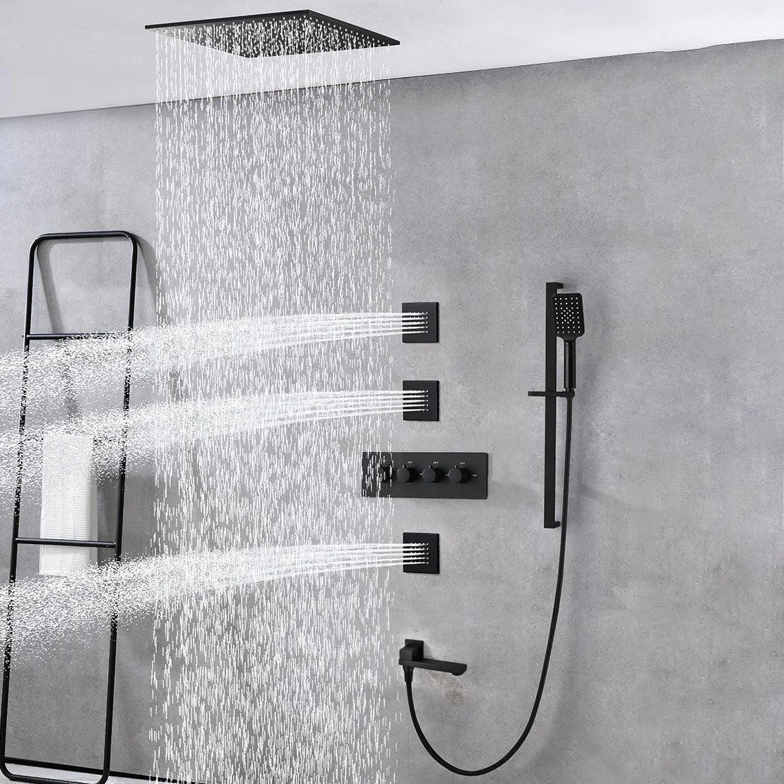 Modern Shower Trim Brass Slide Bar Included Adjustable Shower Head Shower Combo -Bathlova