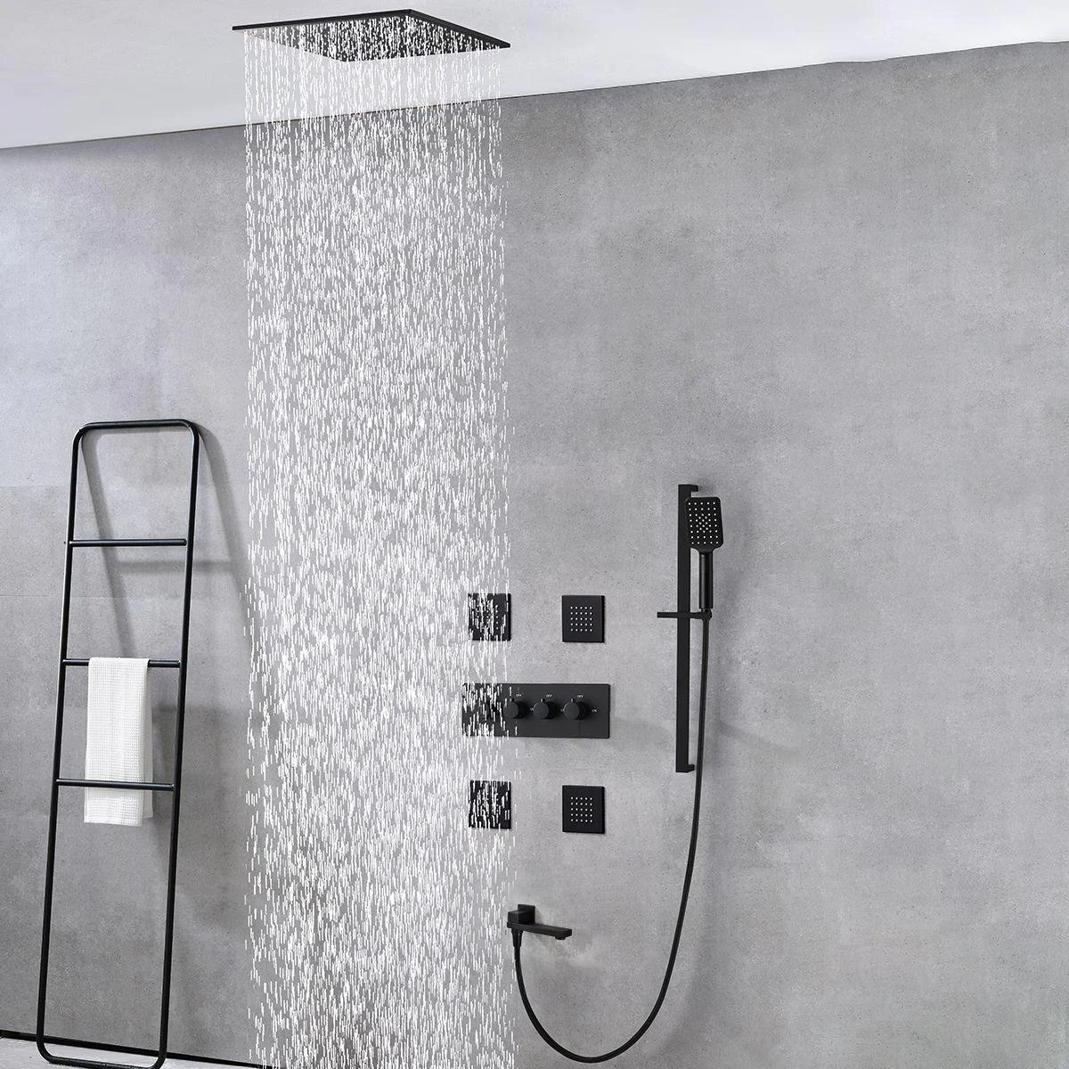 Modern Shower Trim Brass Slide Bar Included Adjustable Shower Head Shower Combo -Bathlova