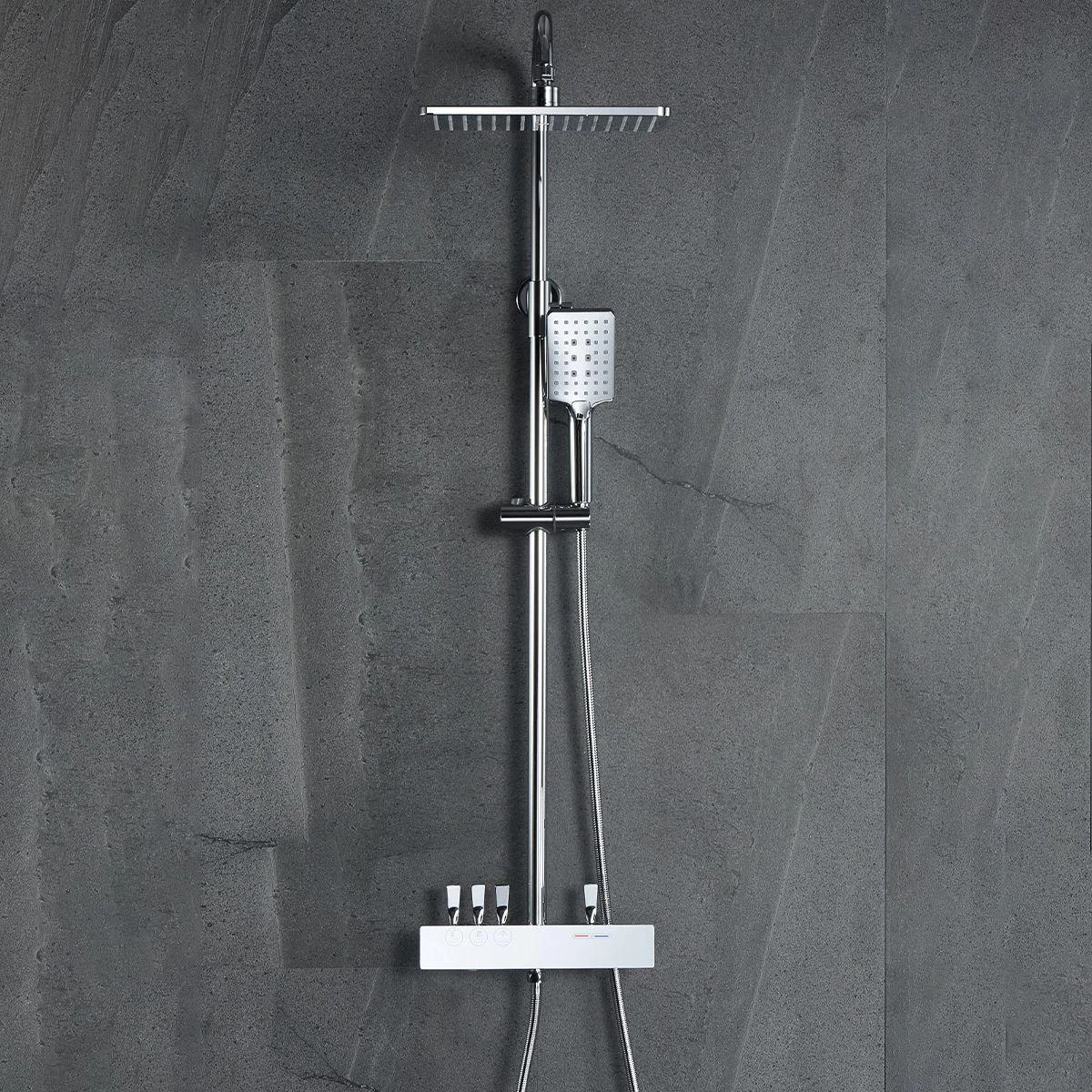 Modern Shower Trim Brass Slide Bar Included Adjustable Shower Head Shower System -Bathlova