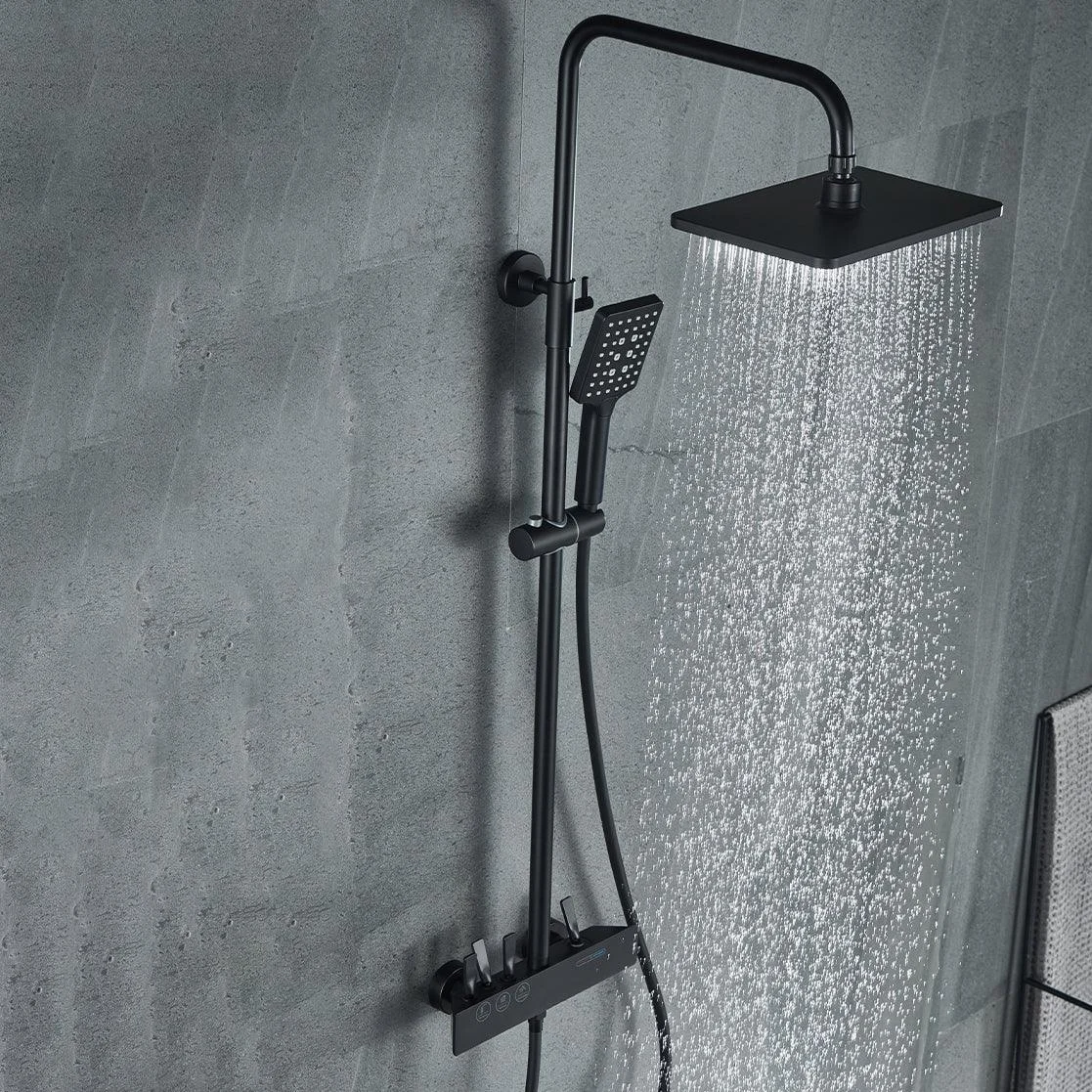 Modern Shower Trim Brass Slide Bar Included Adjustable Shower Head Shower System -Bathlova