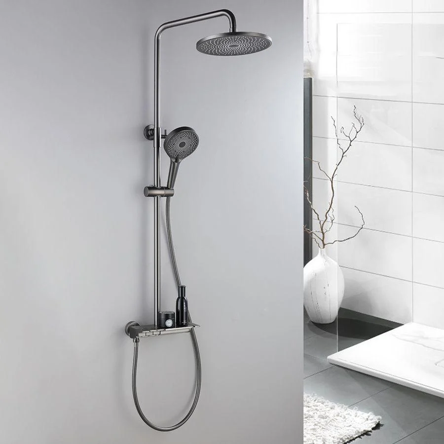 Modern Shower Trim Brass Slide Bar Included Wall Mounted Shower Head Combo -Bathlova