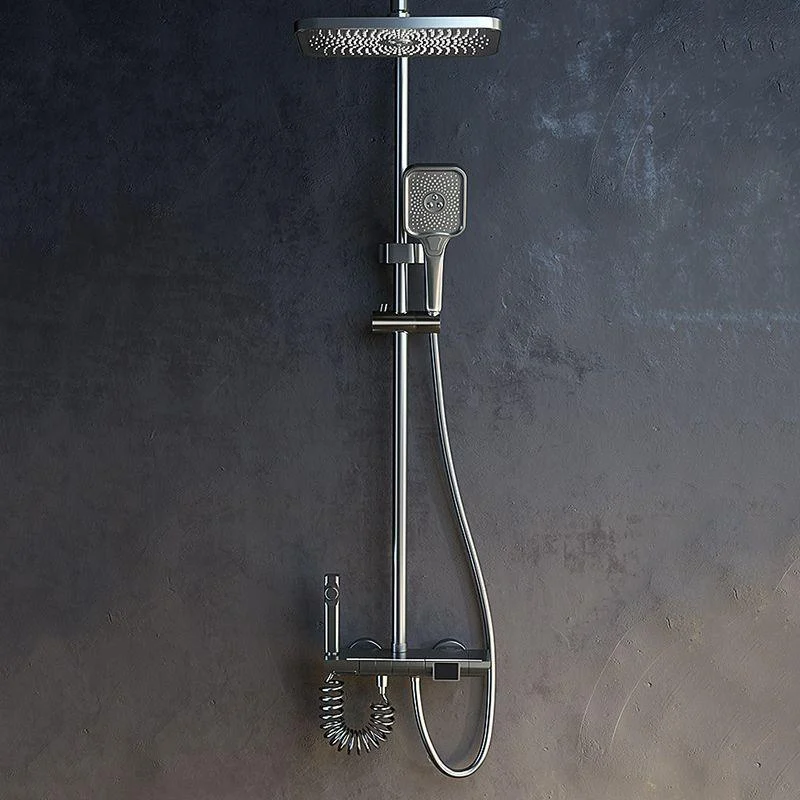 Modern Shower Trim Brass Square Handheld Shower Head Wall Mounted Shower Combo -Bathlova