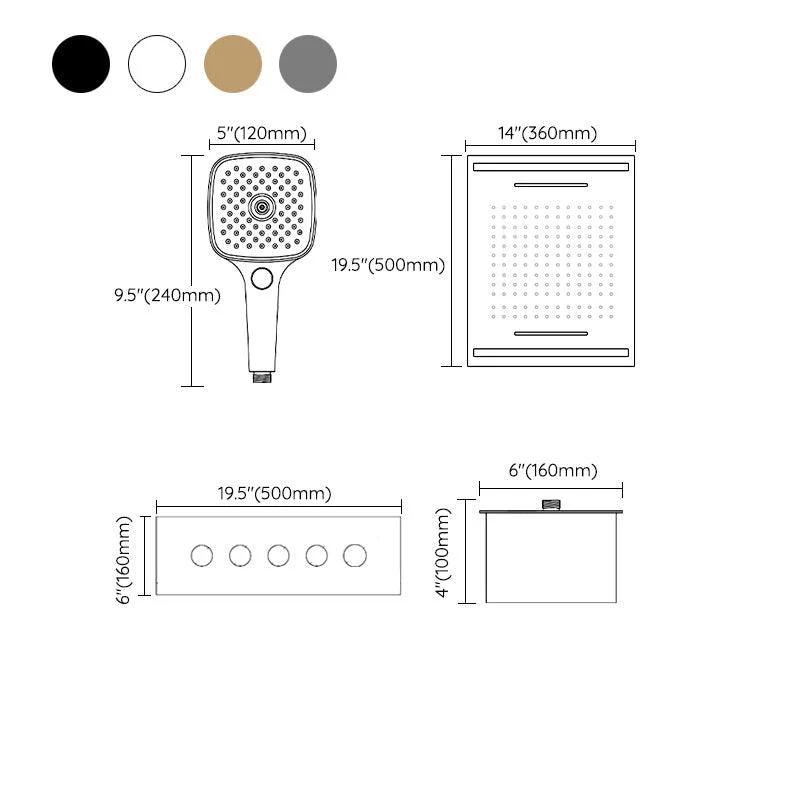 Modern Shower Trim Brass Temperature Control Ceiling Mounted Shower System -Bathlova