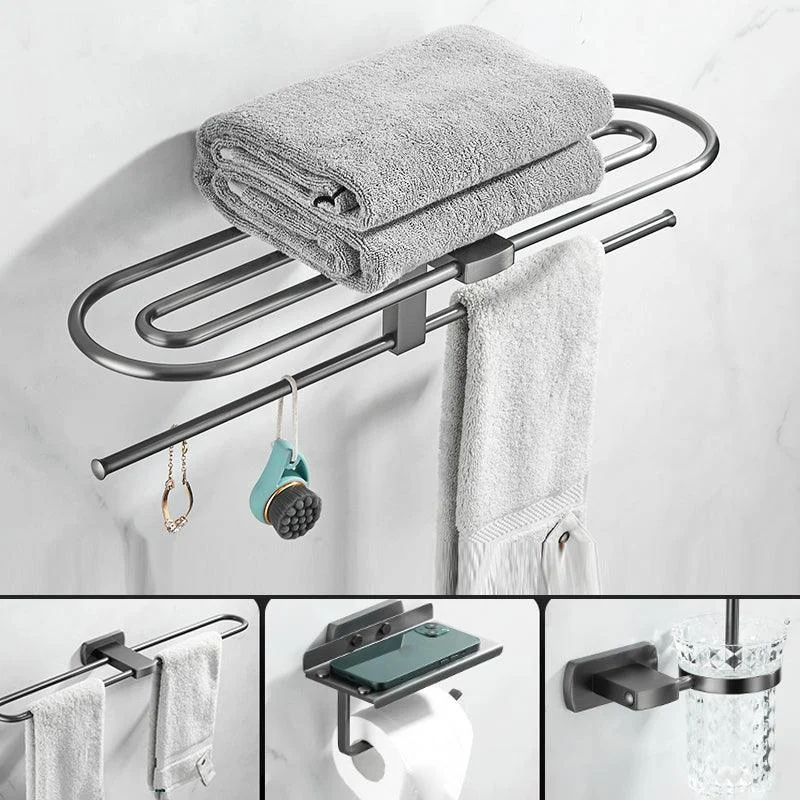 Modern Silver Bathroom Accessory As Individual Or As a Set with Towel Bar -Bathlova