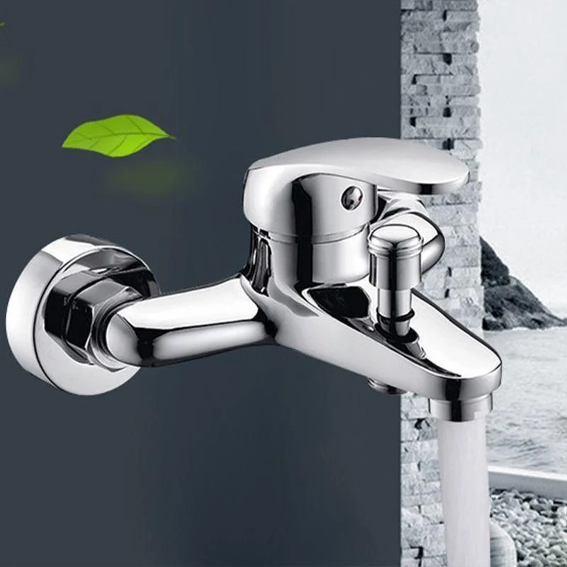 Modern Silver Tub Spout One Handle and Two Hole Brass Wall Mounted Tap -Bathlova