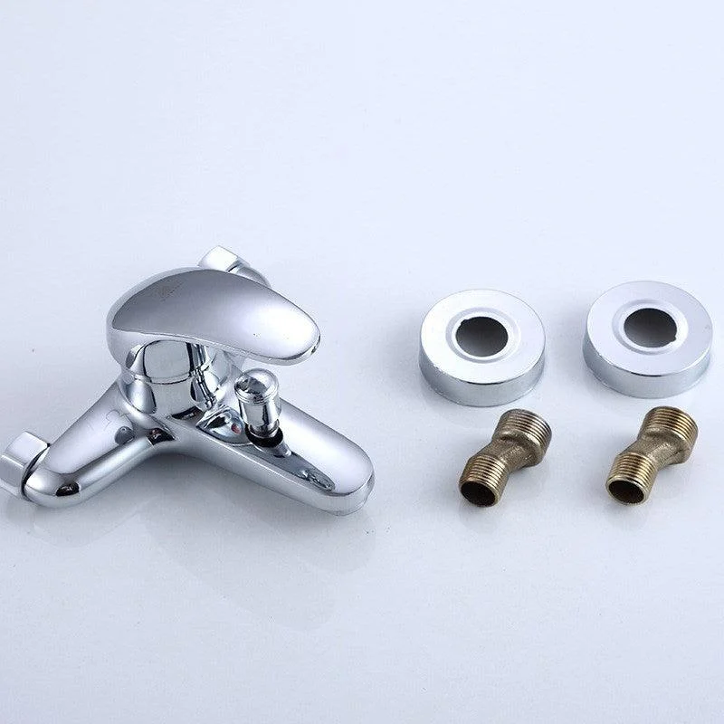 Modern Silver Tub Spout One Handle and Two Hole Brass Wall Mounted Tap -Bathlova