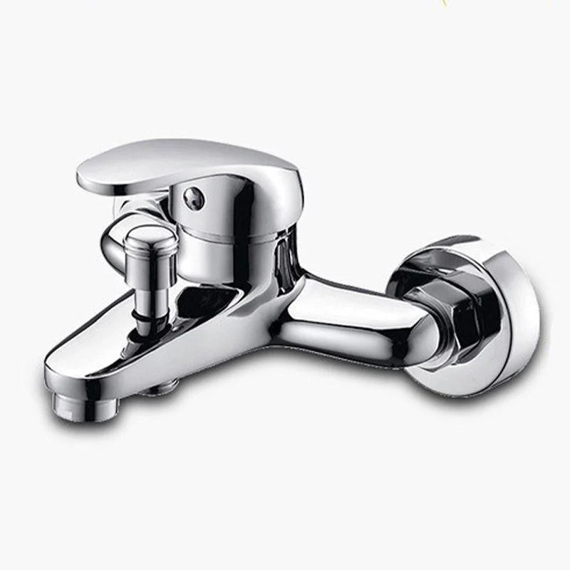 Modern Silver Tub Spout One Handle and Two Hole Brass Wall Mounted Tap -Bathlova